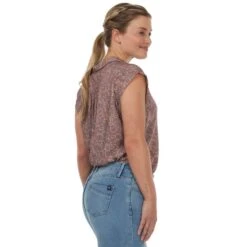 EQL Women's Charmed Cap Sleeve Shirt - Rosedust/Horseshoe Dot Floral -Tack Of The Day Store 892012 800 800