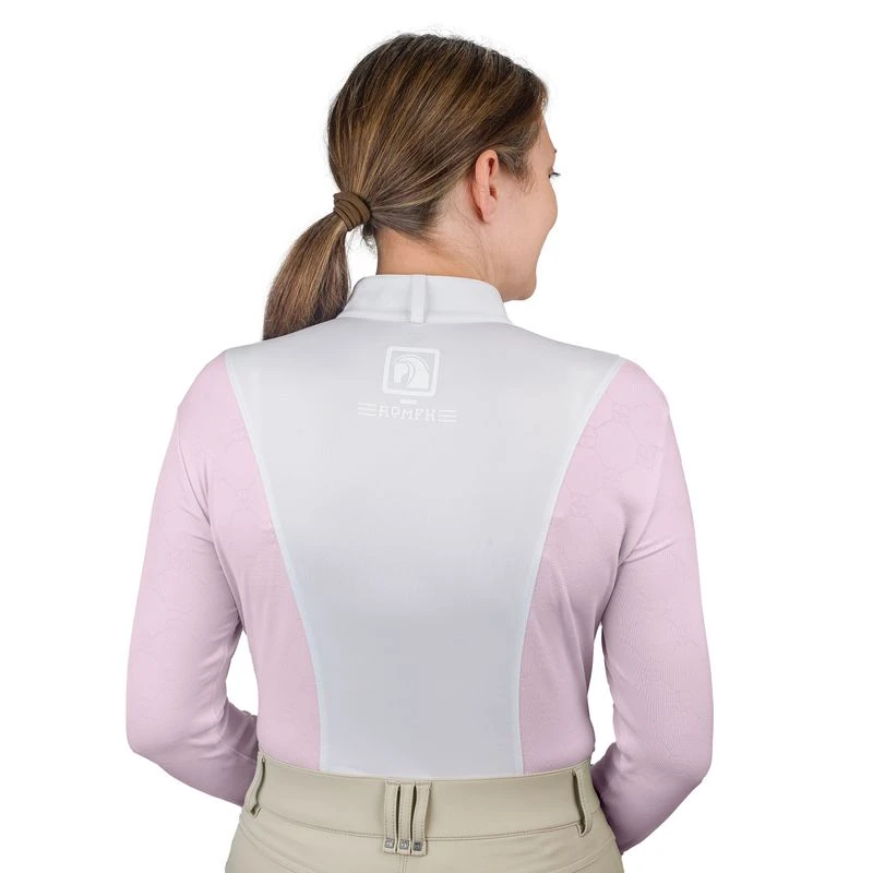 Romfh Women's Logo Long Sleeve Show Shirt - White/Pale Lilac Lil Horses 2 Romfh Women's Logo Long Sleeve Show Shirt - White/Pale Lilac Lil Horses - Image 2