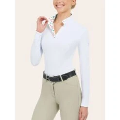 RJ Classics Women's Tori Long Sleeve Show Shirt - White/Let's Ride