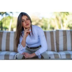 RJ Classics Women's Tori Long Sleeve Show Shirt - White/Let's Ride -Tack Of The Day Store 906085 800 800