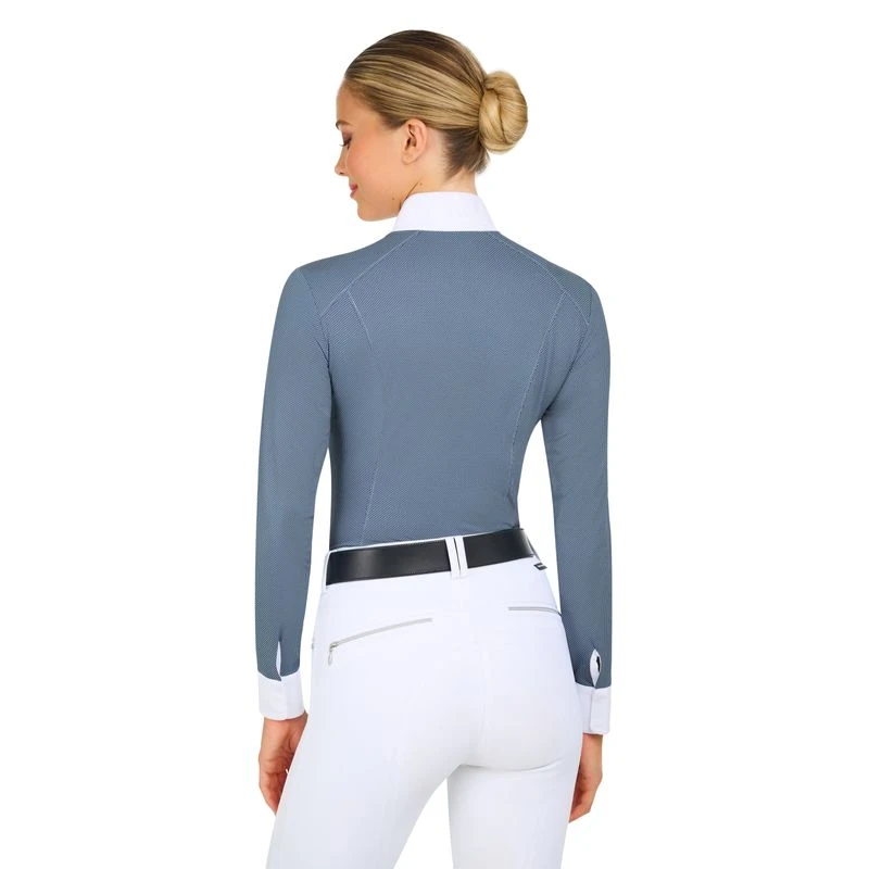 RJ Classics Women's Liv Long Sleeve Show Shirt - Blue Petal Dots 3 RJ Classics Women's Liv Long Sleeve Show Shirt - Blue Petal Dots - Image 3