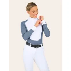 RJ Classics Women's Liv Long Sleeve Show Shirt - Blue Petal Dots 12 RJ Classics Women's Liv Long Sleeve Show Shirt - Blue Petal Dots -Tack Of The Day Store 906144 800 800