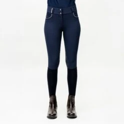 Horseware Women's Newmarket Mid Rise Knee Patch Breeches - Navy