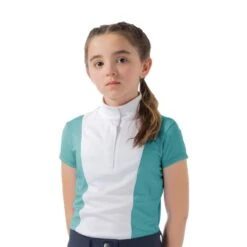 Equinavia Kids' Charlotte Short Sleeve Show Shirt - Turquoise/White