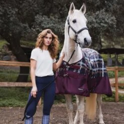 Horze Glasgow Fleece Lined Turnout Blanket - Checks Print Navy -Tack Of The Day Store 933568 800 800