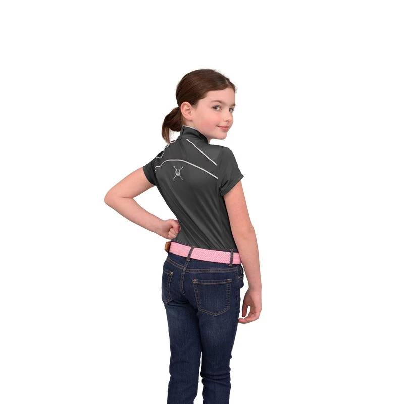 Chestnut Bay Kids' Performance Rider SkyCool Sport Short Sleeve Shirt - Raven 2 Chestnut Bay Kids' Performance Rider SkyCool Sport Short Sleeve Shirt - Raven - Image 2