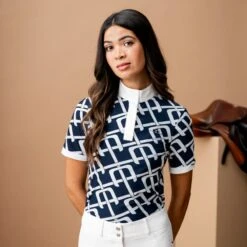 Alessandro Albanese Women's Alcina Short Sleeve Show Shirt - Navy Monogram