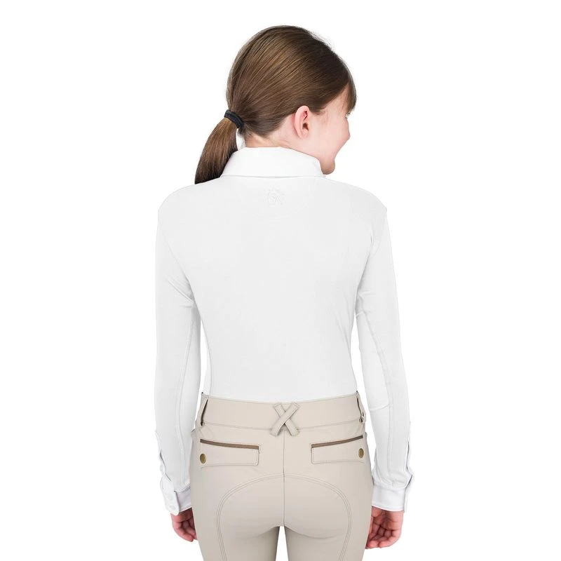Ovation Kids' Classic Long Sleeve Polo Show Shirt - White 2 Ovation Kids' Classic Long Sleeve Polo Show Shirt - White - Image 2
