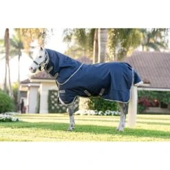Amigo 1200D Plus Pony Turnout 250g - Navy/Titanium Grey/Silver