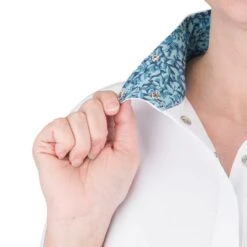 Ovation Women's Jorden Quarter Snap Short Sleeve Show Shirt - White/Peaceful Retreat