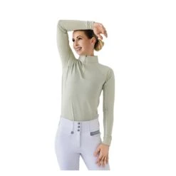 Romfh Women's 1/4 Zip Long Sleeve Solid Sun Shirt - Green Tea