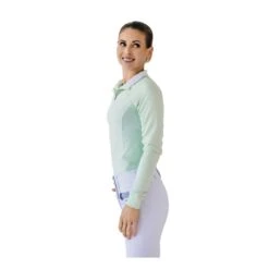 Romfh Women's 1/4 Zip Long Sleeve Solid Sun Shirt - Green Tea -Tack Of The Day Store 962395 800 800