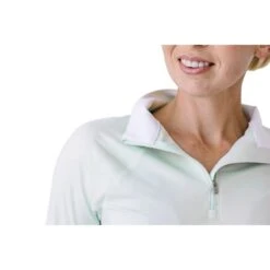 Romfh Women's 1/4 Zip Long Sleeve Solid Sun Shirt - Green Tea -Tack Of The Day Store 962397 800 800