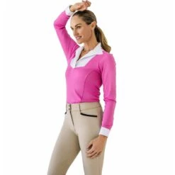 Ovation Women's Bib Front Long Sleeve Show Shirt - Orchid/White 7 Ovation Women's Bib Front Long Sleeve Show Shirt - Orchid/White -Tack Of The Day Store 968257 800 800
