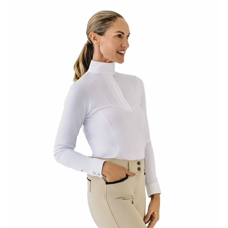 Ovation Women's Bib Front Long Sleeve Show Shirt - White/White 2 Ovation Women's Bib Front Long Sleeve Show Shirt - White/White - Image 2