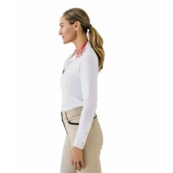 Ovation Women's Bib Front Long Sleeve Show Shirt - White/Natural World -Tack Of The Day Store 968442 800 800