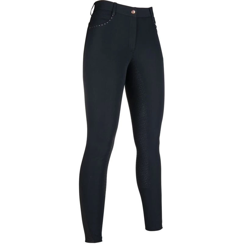 HKM Women's Glamour Silicon Full Seat Breeches - Black/Rose Gold 1 HKM Women's Glamour Silicon Full Seat Breeches - Black/Rose Gold
