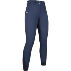 HKM Women's Comfort Flo Silicon Knee Patch Breeches - Deep Blue