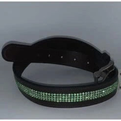 Equine Couture Bling Leather Belt - Havana W/Jade Stones