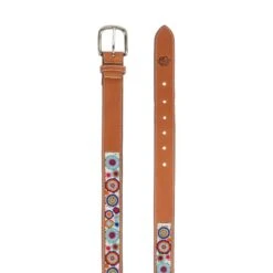 Equinavia Women's Estelle Hand Beaded Belt - Chestnut Brown/Circles