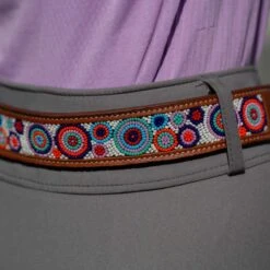 Equinavia Women's Estelle Hand Beaded Belt - Chestnut Brown/Circles -Tack Of The Day Store 987953 800 800