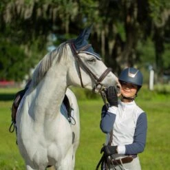 Equinavia Women's Alexandra Long Sleeve Show Shirt - Navy/White -Tack Of The Day Store 989742 800 800