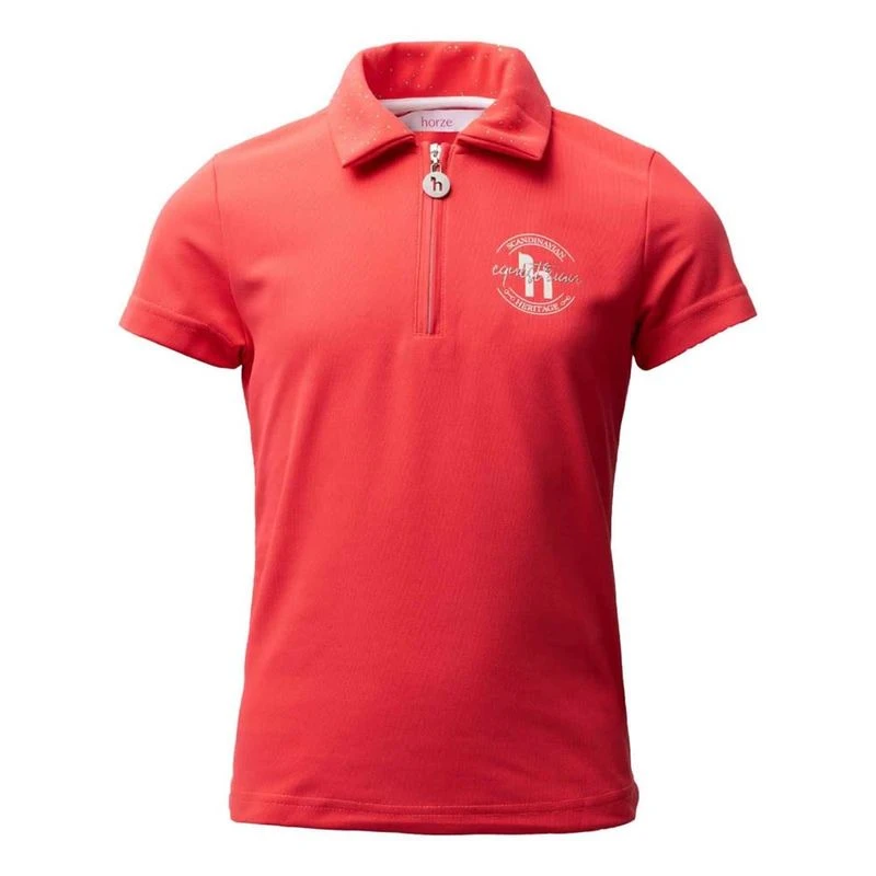 Horze Kids' Fay Polo Shirt - Diva Pink 1 Horze Kids' Fay Polo Shirt - Diva Pink