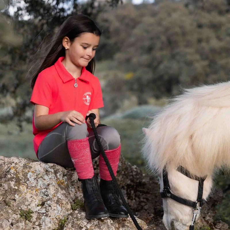 Horze Kids' Fay Polo Shirt - Diva Pink 2 Horze Kids' Fay Polo Shirt - Diva Pink - Image 2