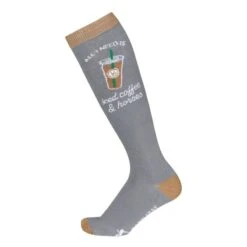 Dapplebay Women's Knit Boot Socks - Iced Coffee & Horses