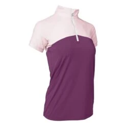 Dapplebay Women's 1/4 Zip Short Sleeve Shirt - Light Pink/Plum -Tack Of The Day Store 993647 800 800