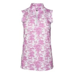 Dapplebay Women's Equestrian Toile 1/4 Zip Sleeveless Shirt - Rose/White